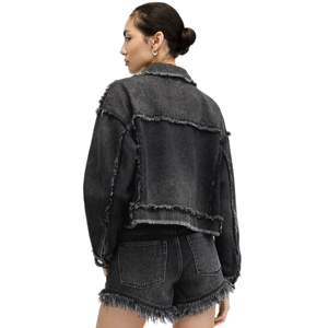 AllSaints Claude Relaxed Fit Frayed Demin Jacket